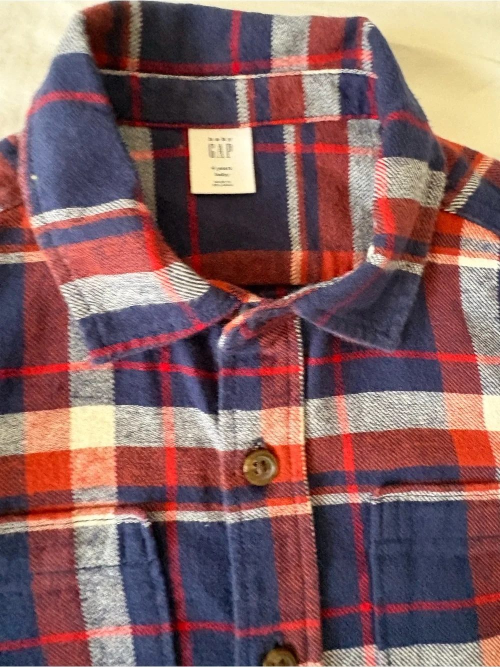 GAP Navy Red White Plaid Button-Down Shirt